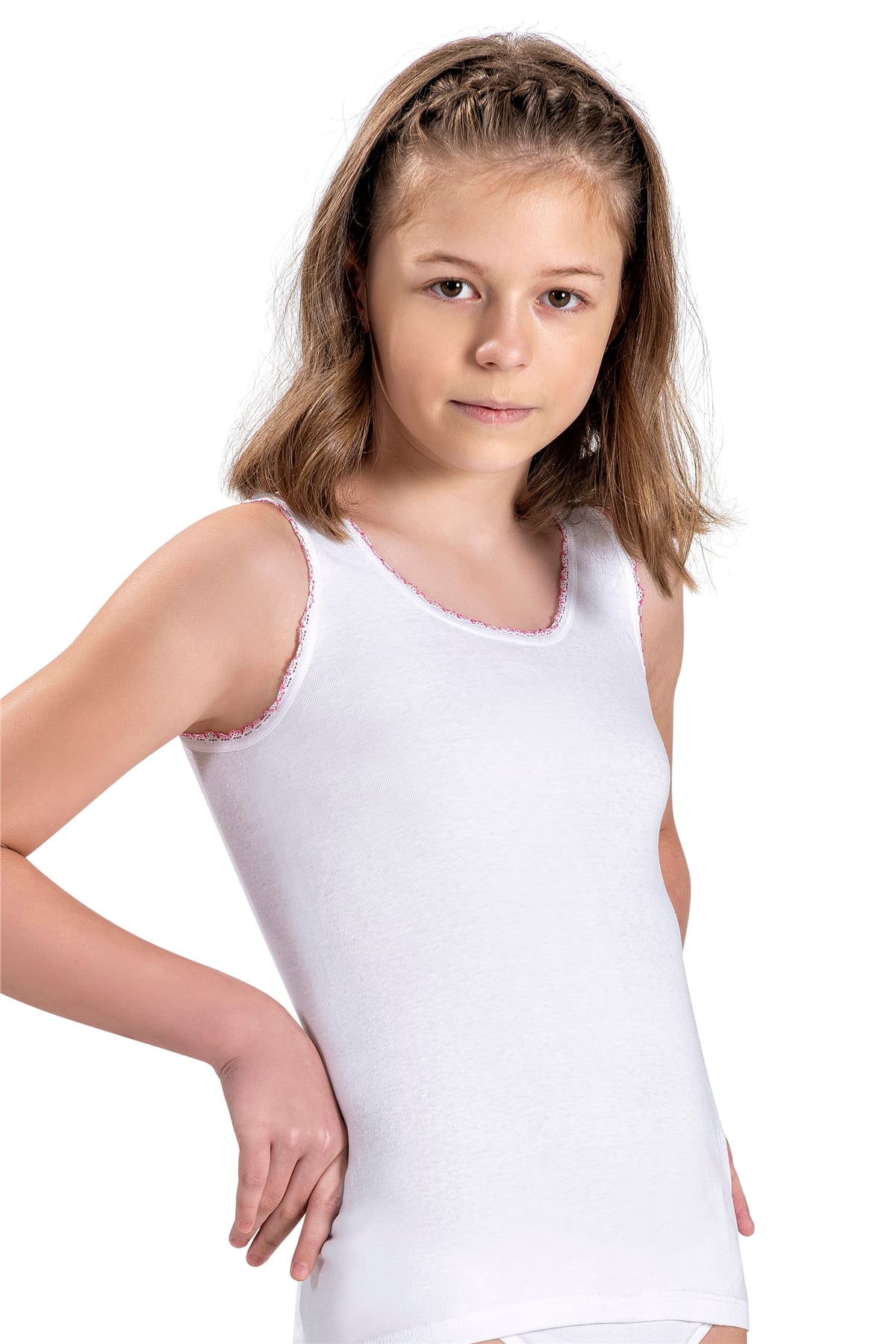 Kız Çocuk Beyaz Pamuklu Atlet  801