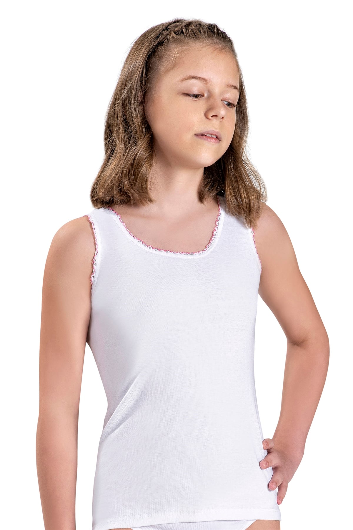 Kız Çocuk Beyaz Pamuklu Atlet  801