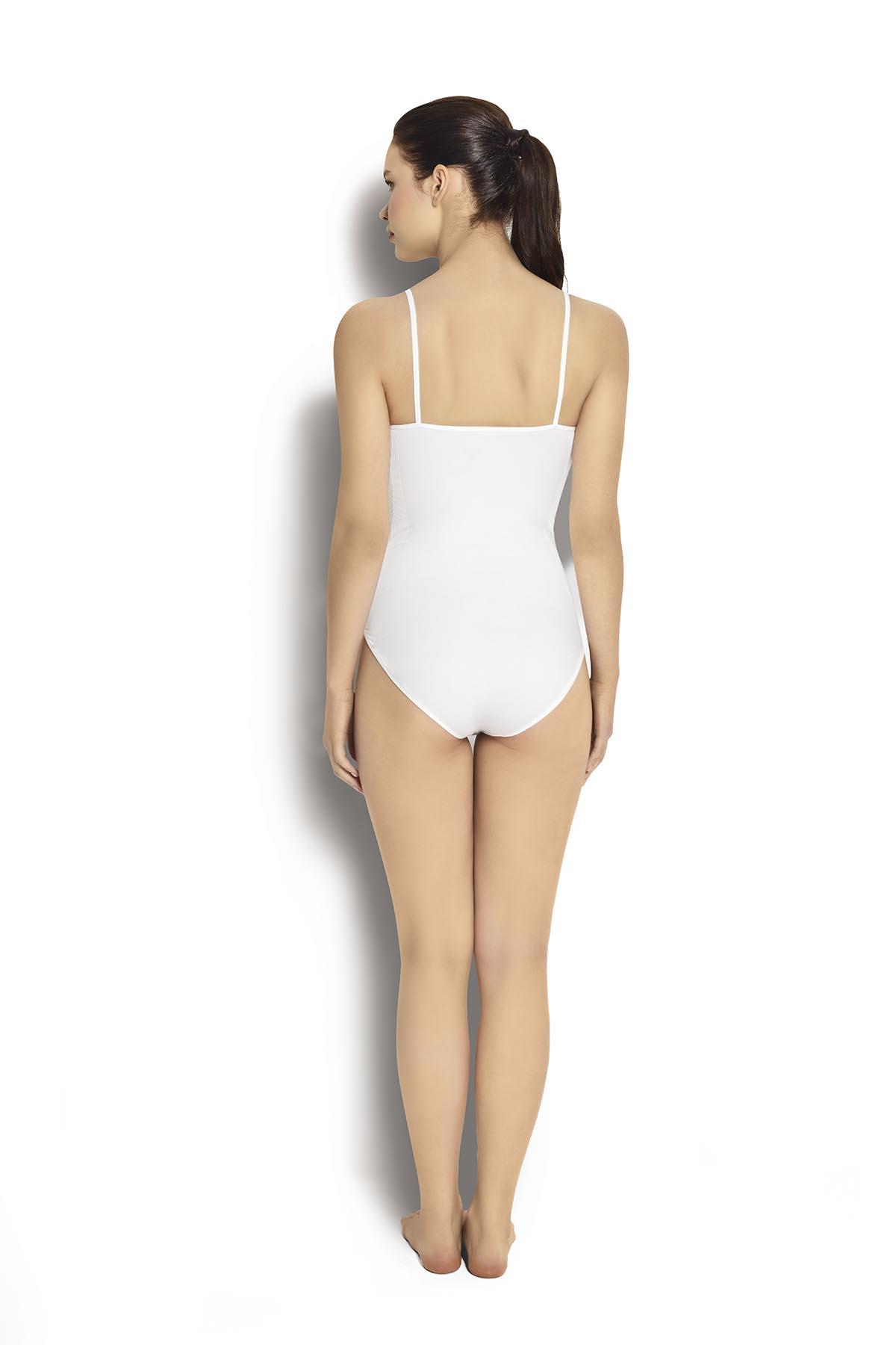 Beyaz  İp Askılı Tam Boy Korse 4523 