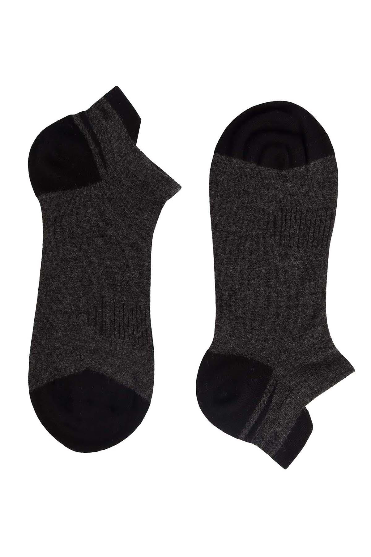 Erkek 12li Antrasit Bambu Patik Çorap 6763