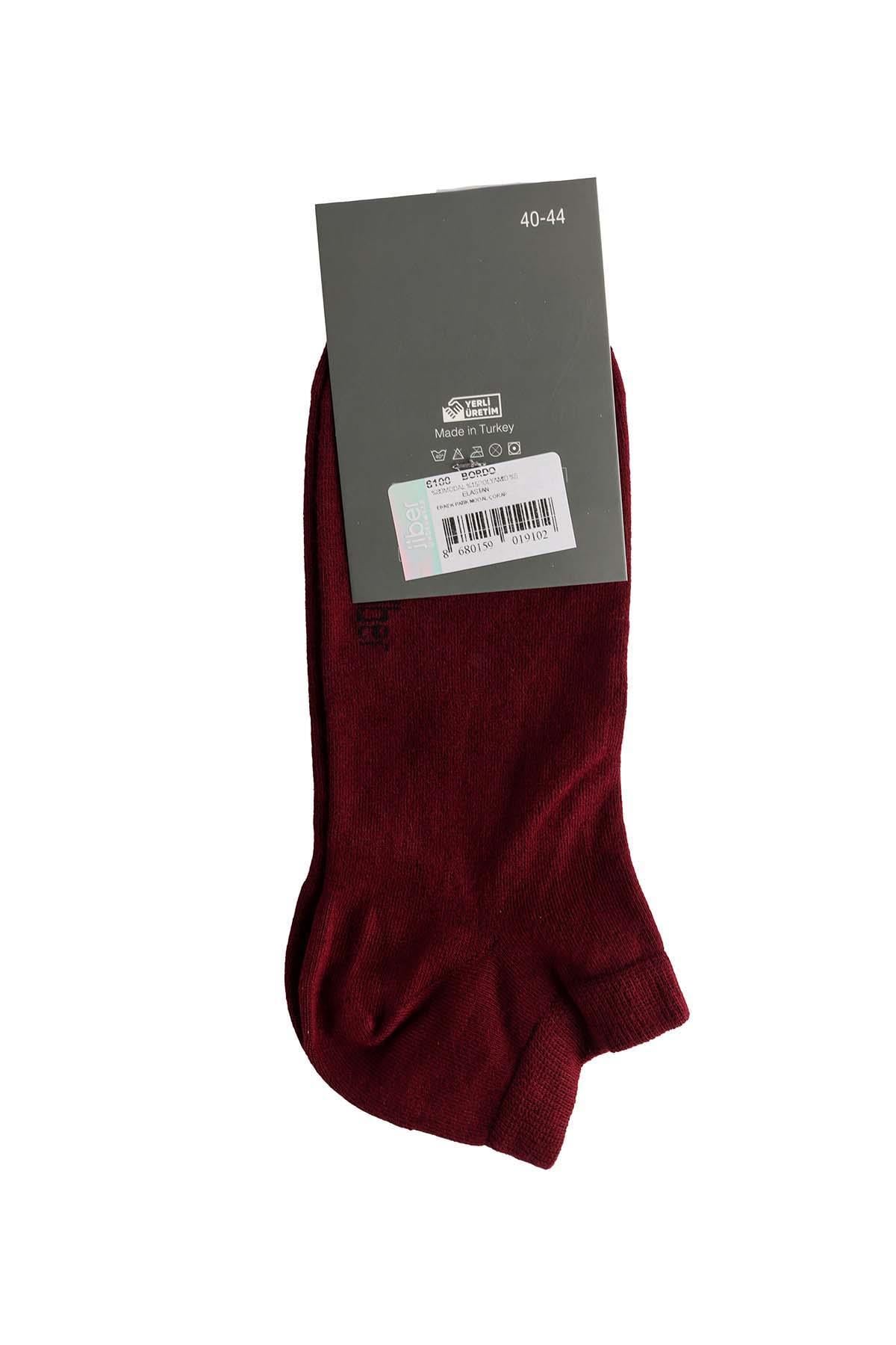 Erkek 12li Bordo Modal Patik Çorap 6100
