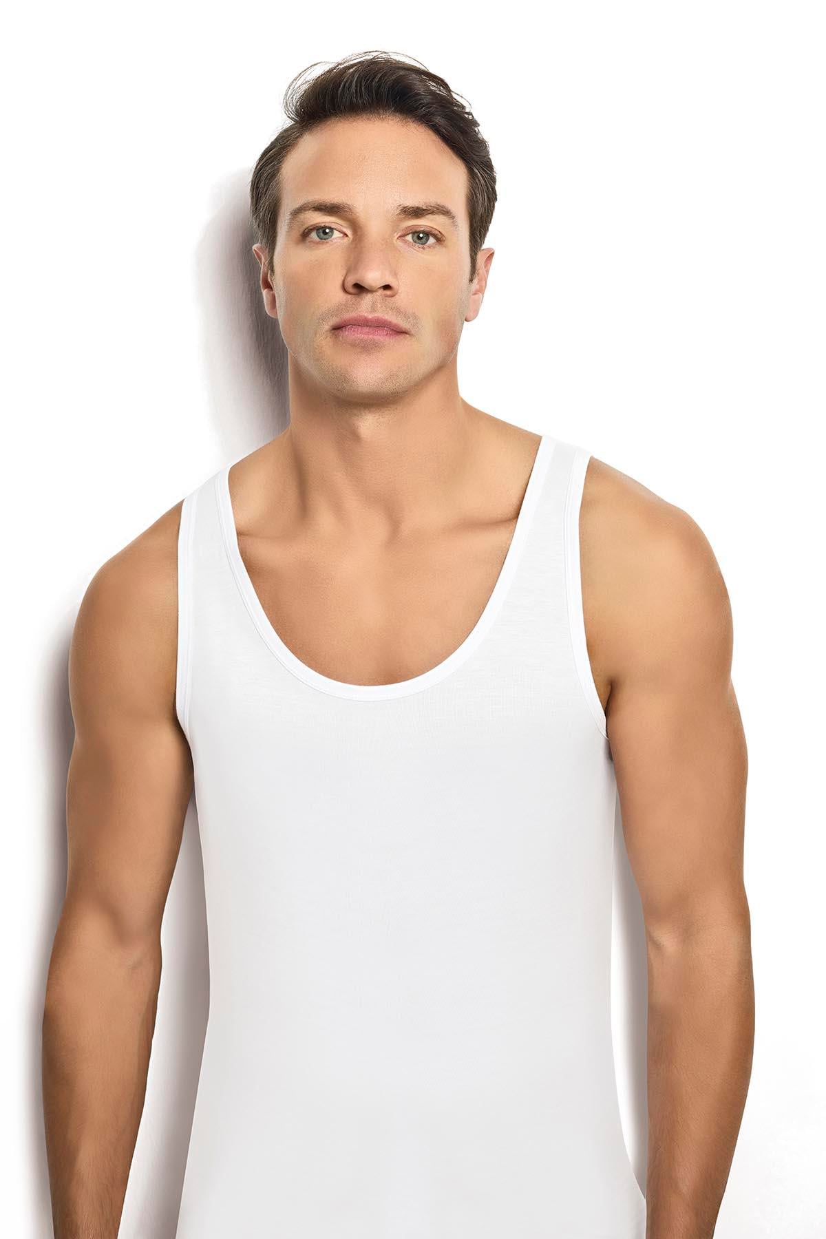 Erkek 2li Bambu Beyaz Atlet 281