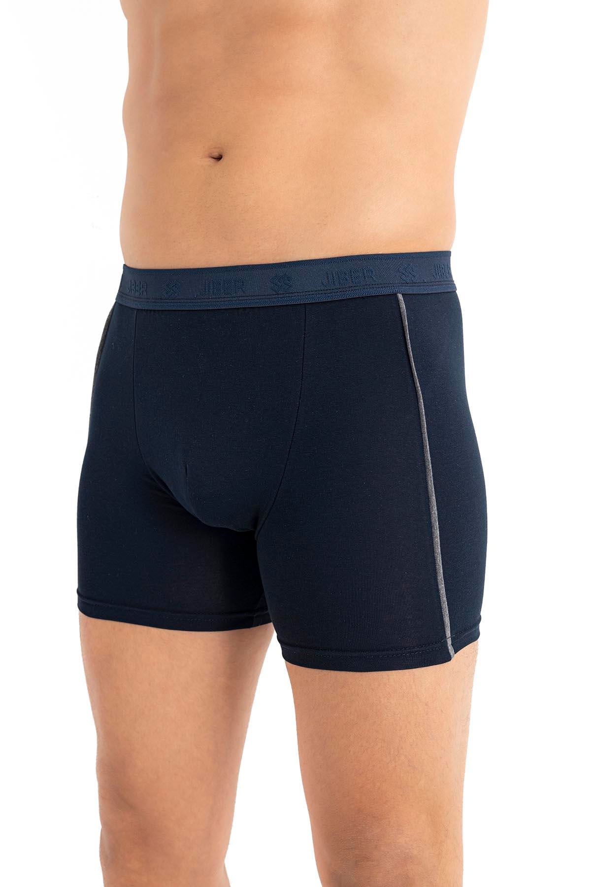 Erkek 3lü Ara Biyeli Pamuklu Modal Lacivert Boxer 288