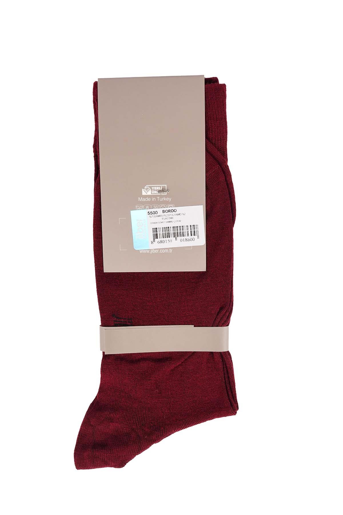 Erkek 6lı Bambu Uzun Çorap 5500 Bordo  JBR5500.006