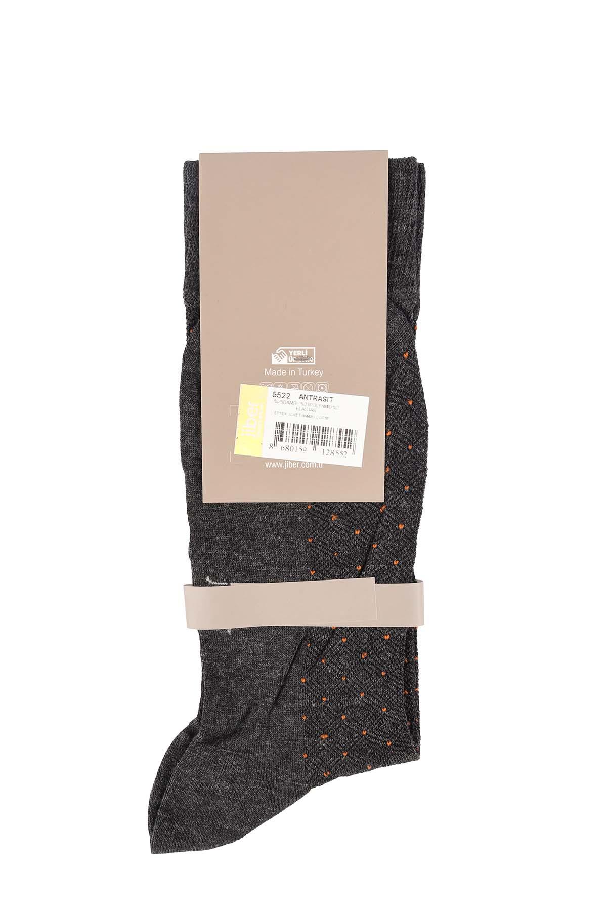 Erkek Antrasit Bambu Uzun Çorap 5522