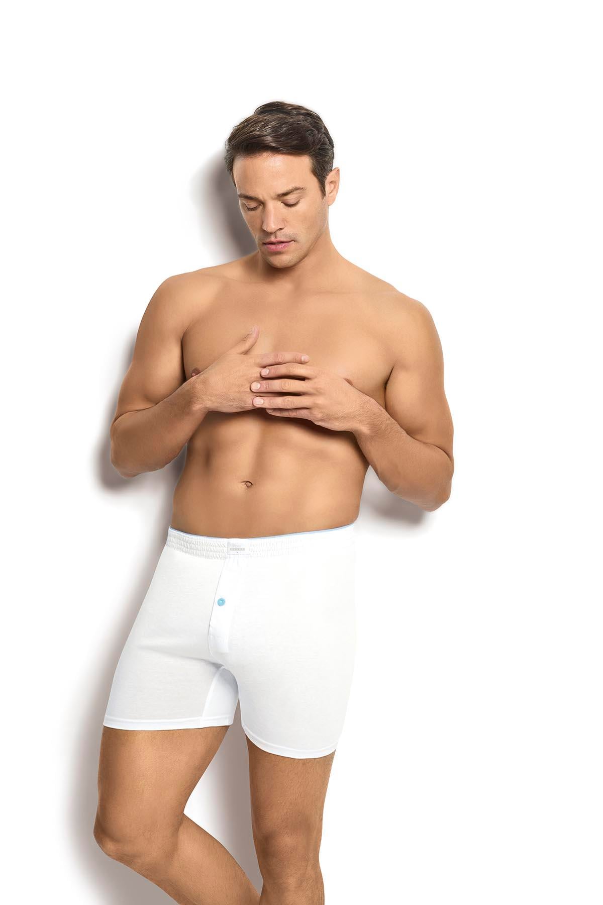 Erkek Beyaz Havlu Kemer Pamuklu Boxer 127