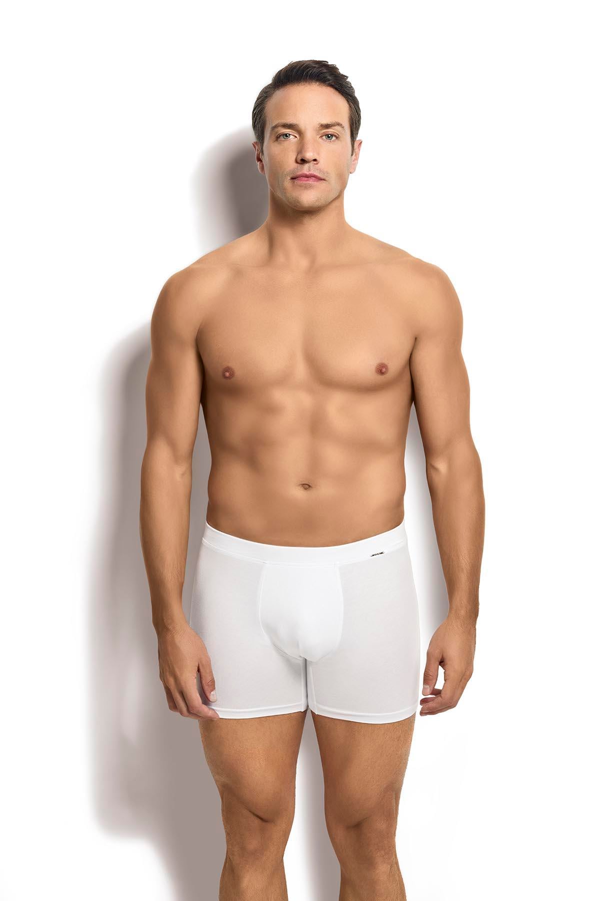 Erkek Beyaz Modal Pamuklu 3lü Boxer 255