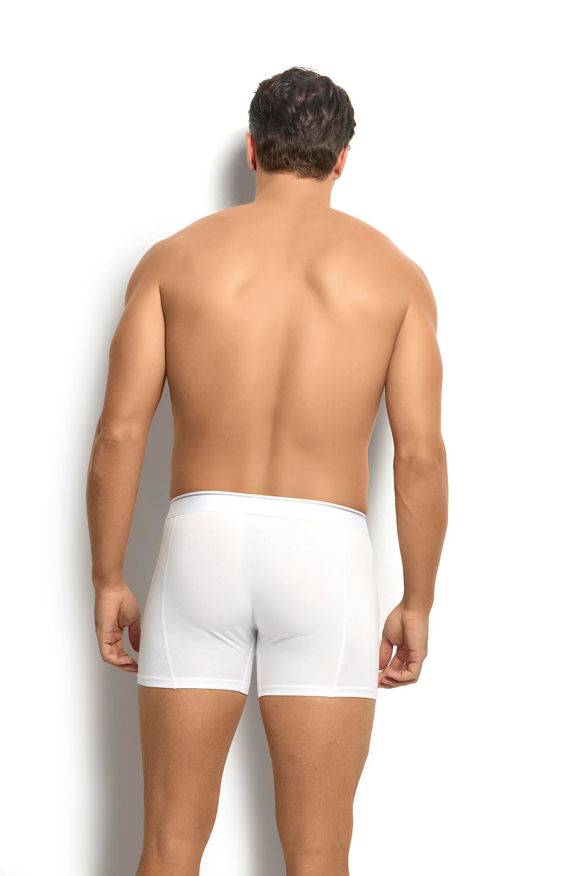 Erkek Beyaz Pamuklu Likralı 3lü Boxer  267
