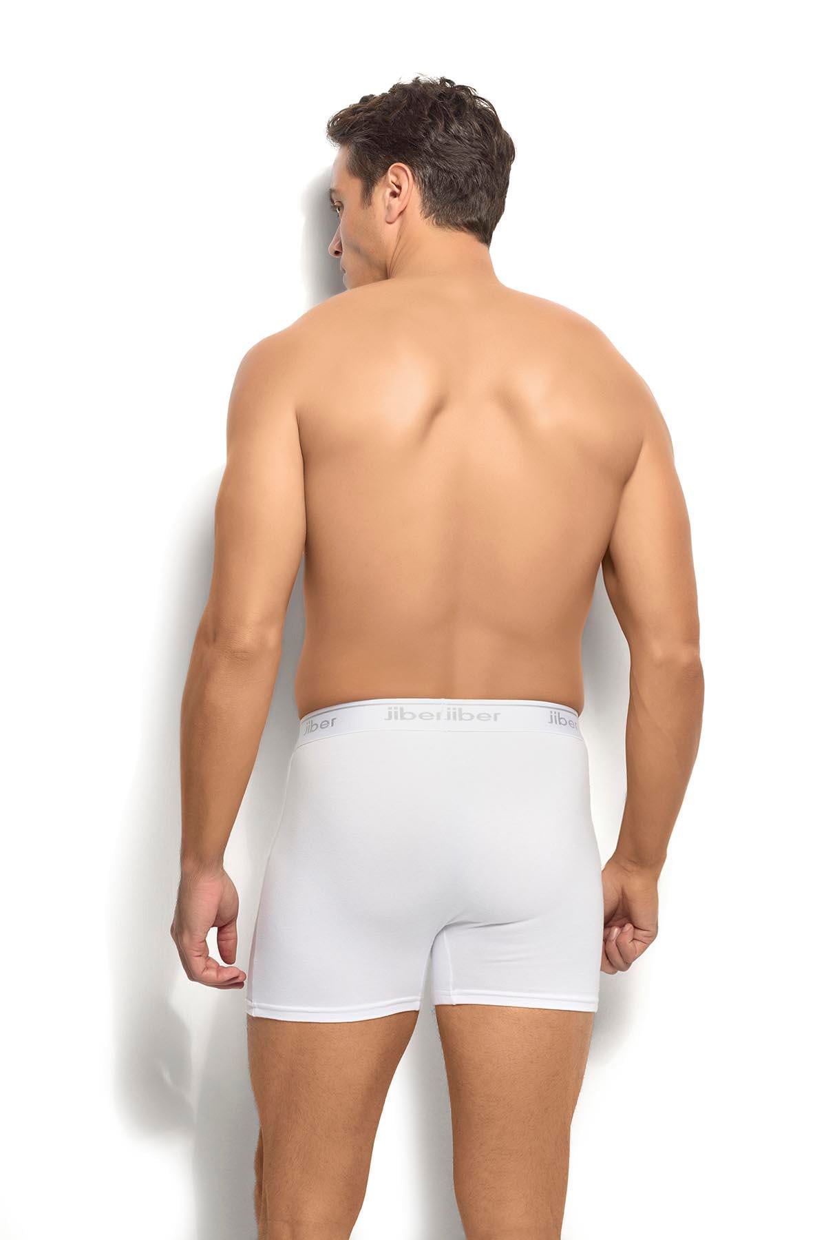 Erkek Beyaz Pamuklu Likralı 6lı Boxer 156