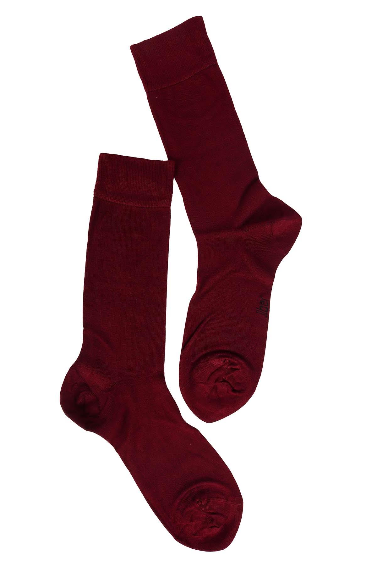 Erkek Bordo Bambu Uzun Çorap 5500