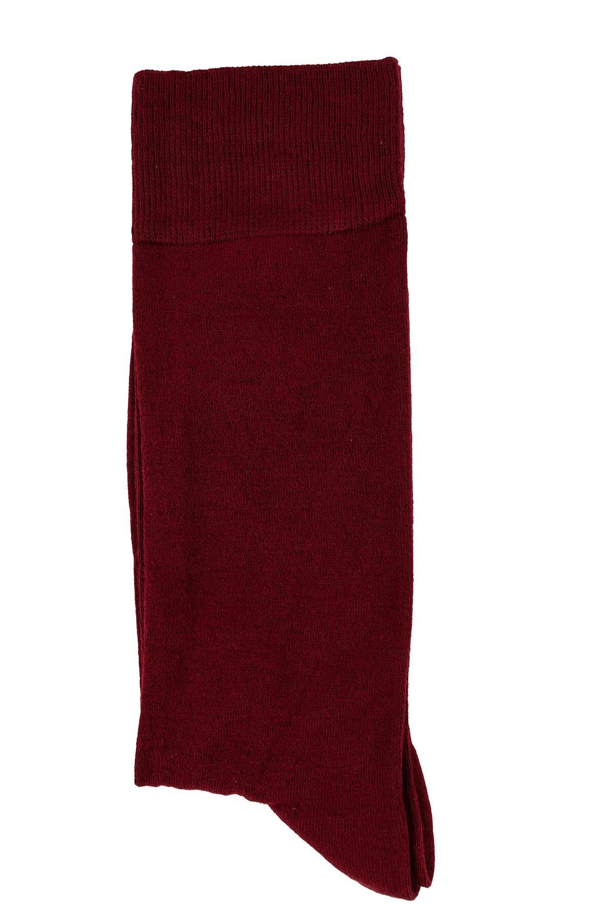 Erkek Bordo Likralı Modal Uzun Çorap 5200