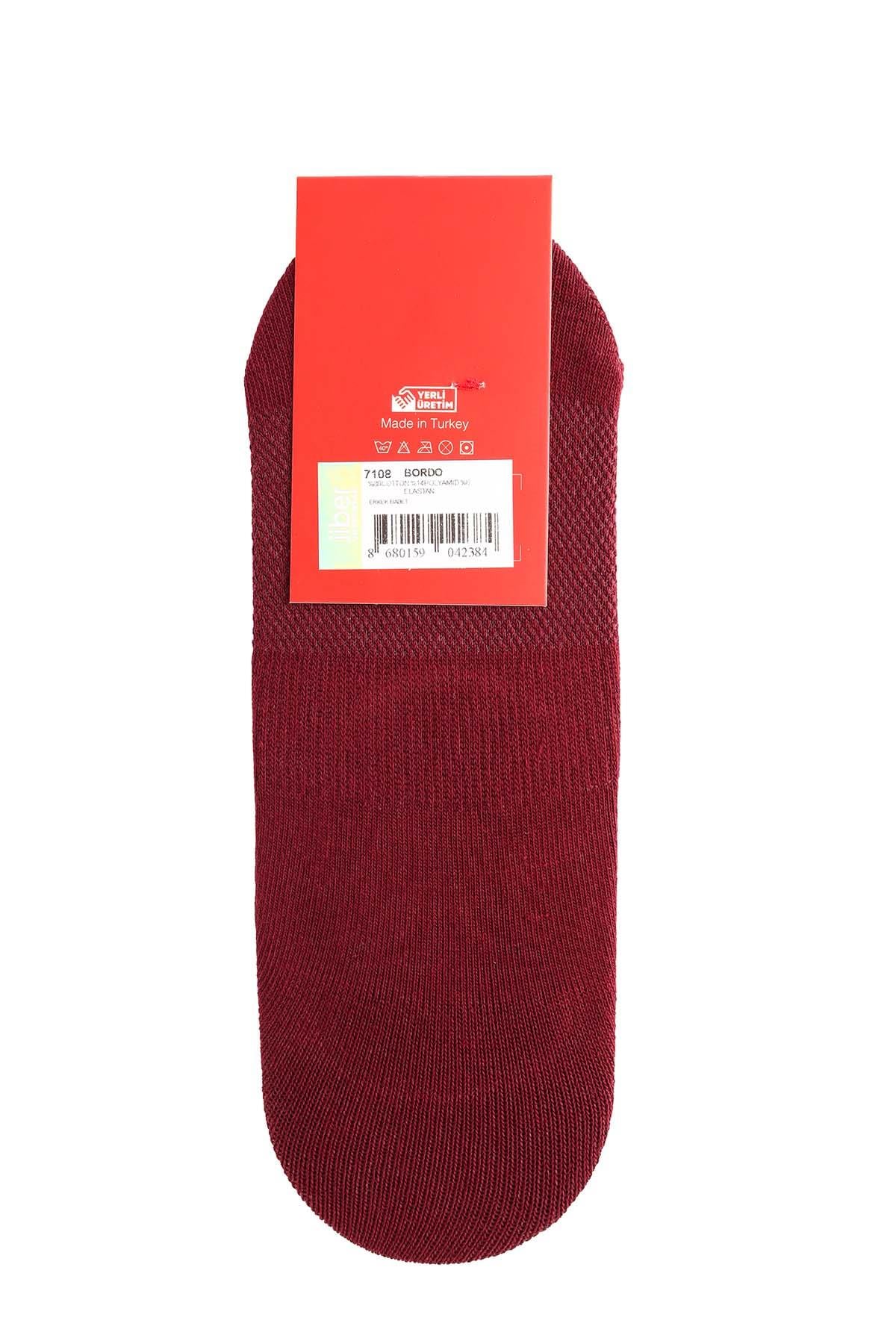 Erkek Bordo Pamuklu  Babet Çorap 7108