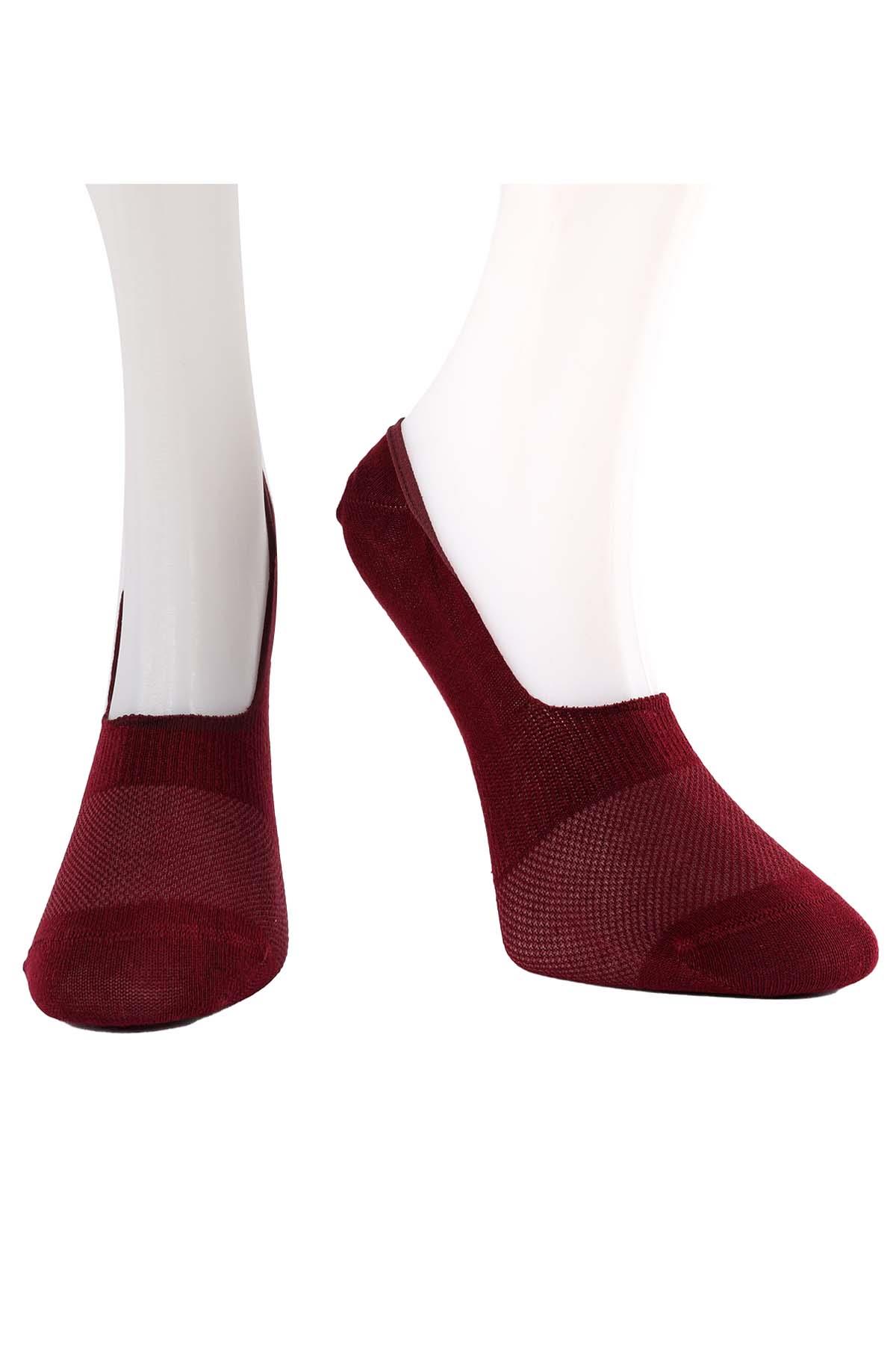 Erkek Bordo Pamuklu  Babet Çorap 7108