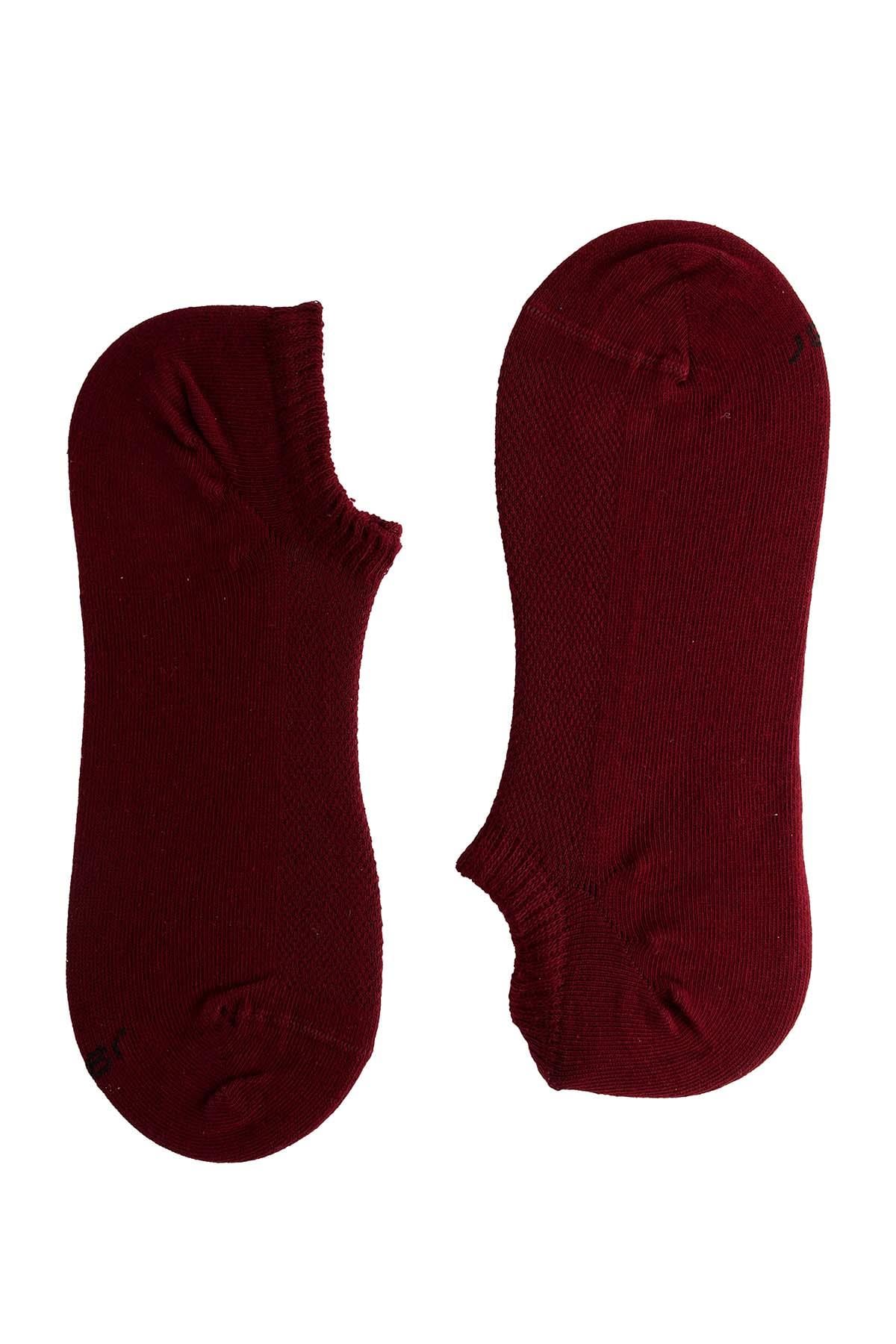 Erkek Bordo Pamuklu  Sneaker Çorap 7701