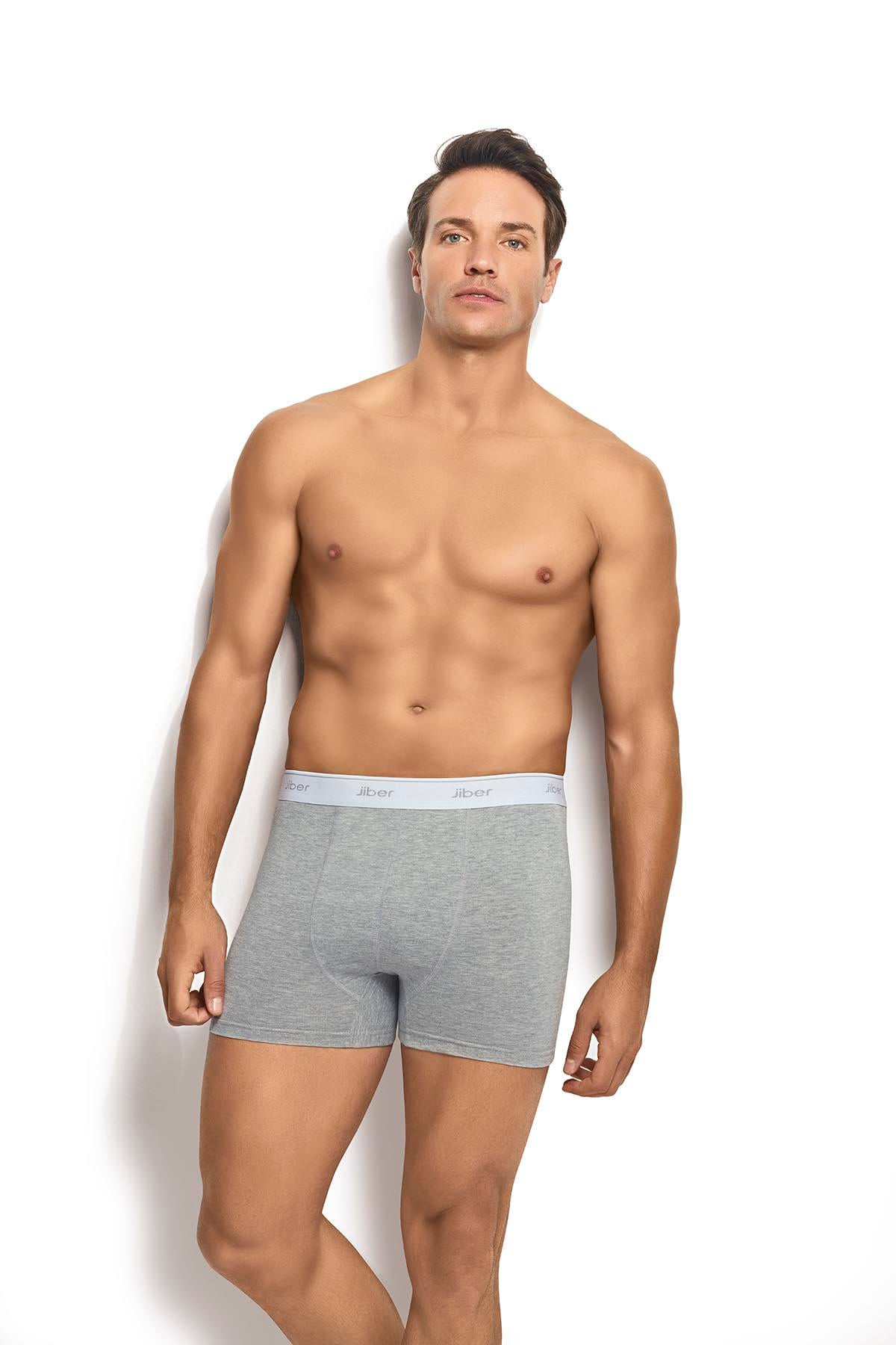 Erkek Gri Melanj Pamuklu Likralı Boxer 156