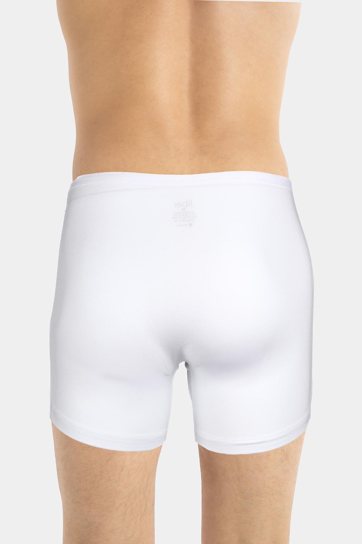 Erkek İnce Lastikli Penye Modal Beyaz Boxer 286