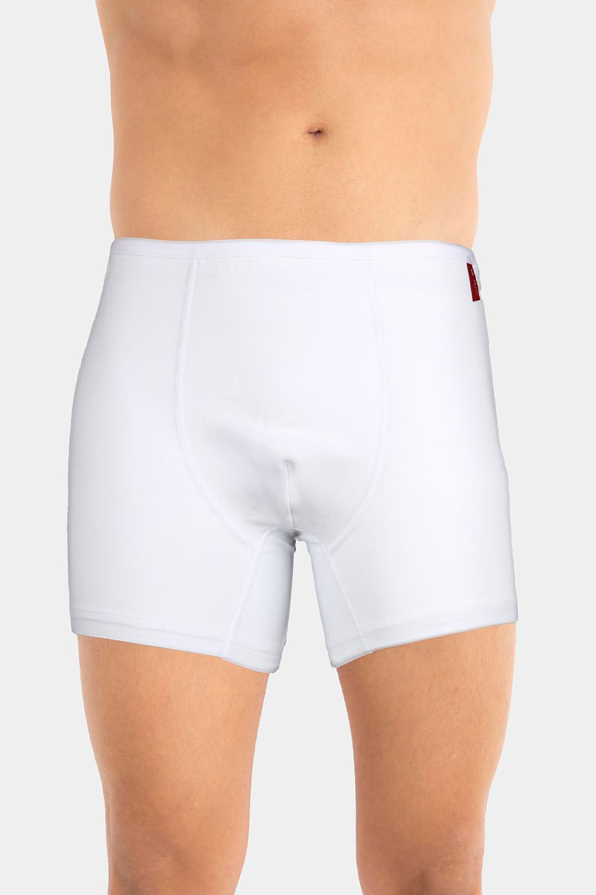 Erkek İnce Lastikli Penye Modal Beyaz Boxer 286