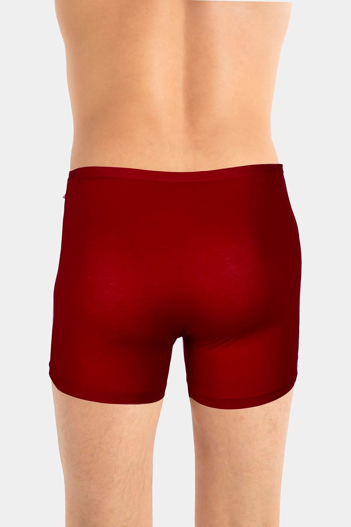 Erkek İnce Lastikli Penye Modal Bordo Boxer 286