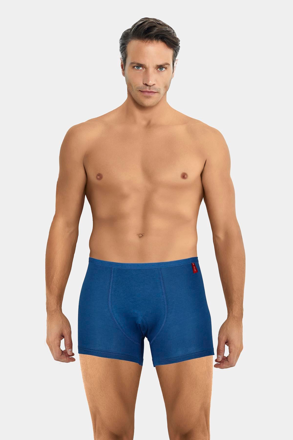 Erkek İnce Lastikli Penye Modal İndigo Boxer 286