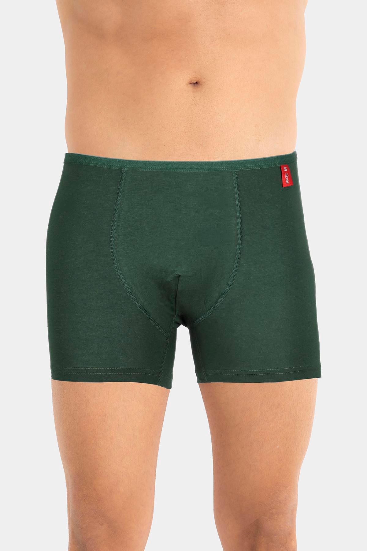 Erkek İnce Lastikli Penye Modal Koyu Yeşil Boxer 286