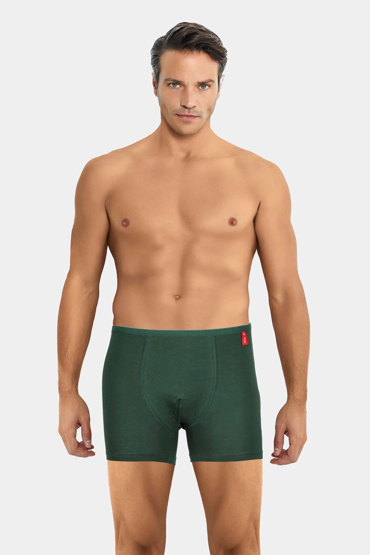 Erkek İnce Lastikli Penye Modal Koyu Yeşil Boxer 286