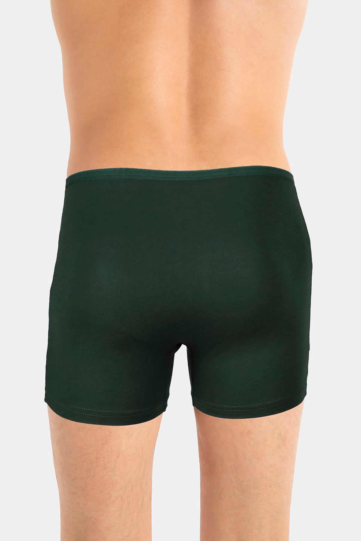 Erkek İnce Lastikli Penye Modal Koyu Yeşil Boxer 286