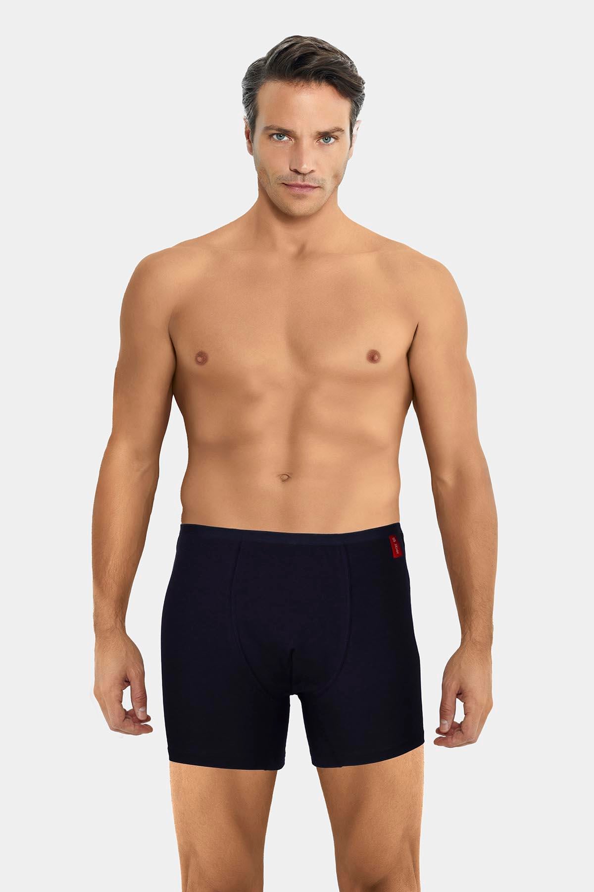Erkek İnce Lastikli Penye Modal Lacivert Boxer 286