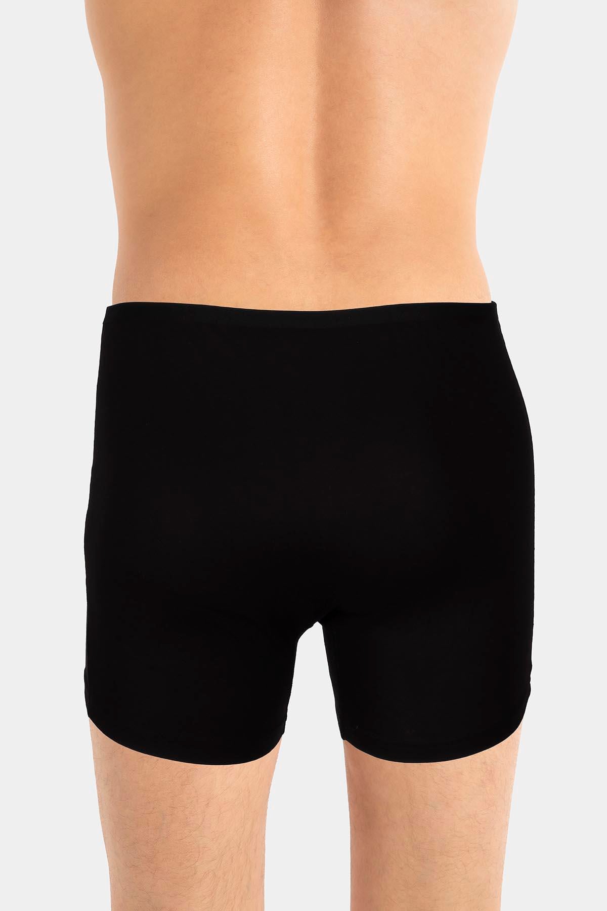 Erkek İnce Lastikli Penye Modal Siyah Boxer 286