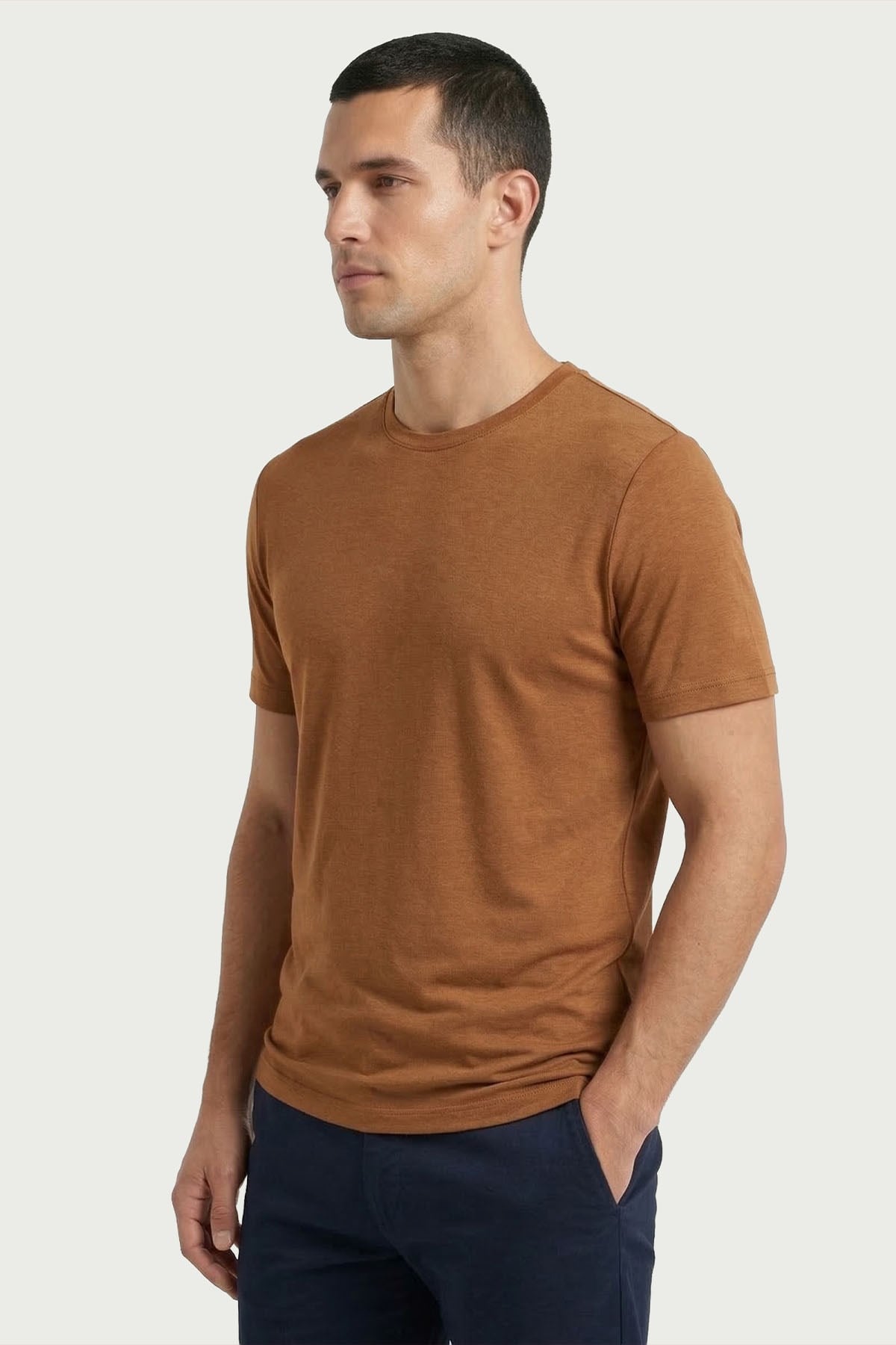 Erkek Kahverengi Bambu T-Shirt
