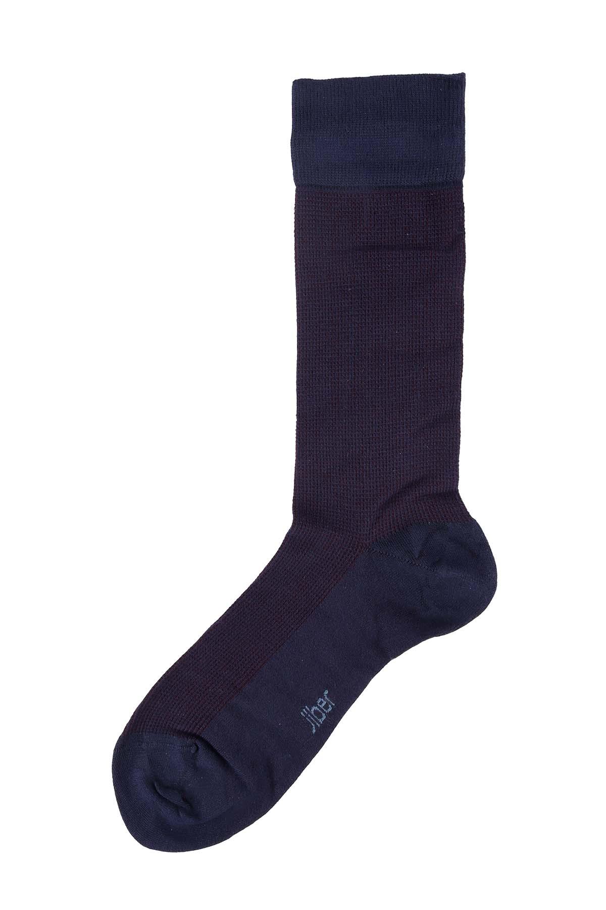 Erkek Lacivert Bambu Uzun Çorap 5523