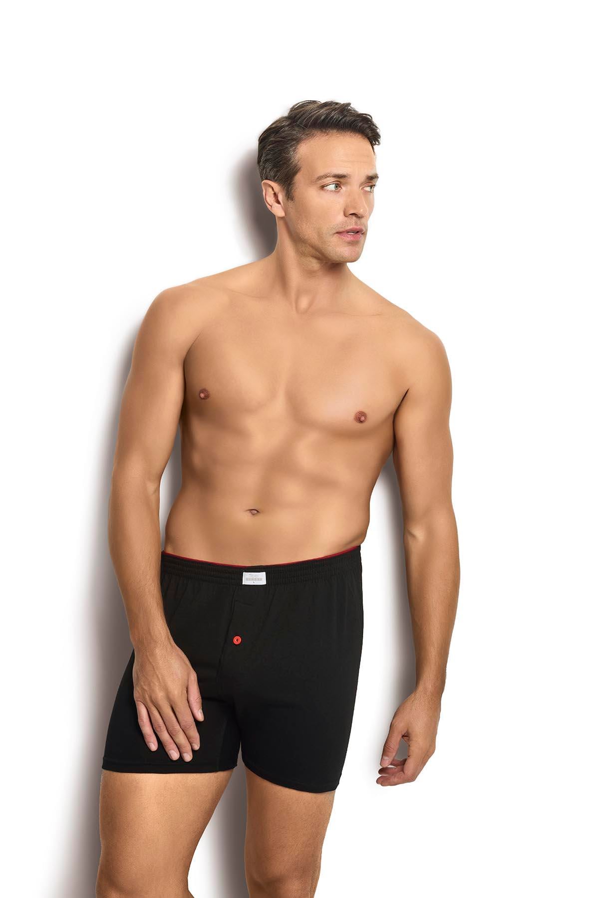 Erkek Siyah Havlu Kemer Pamuklu 6lı Boxer 127