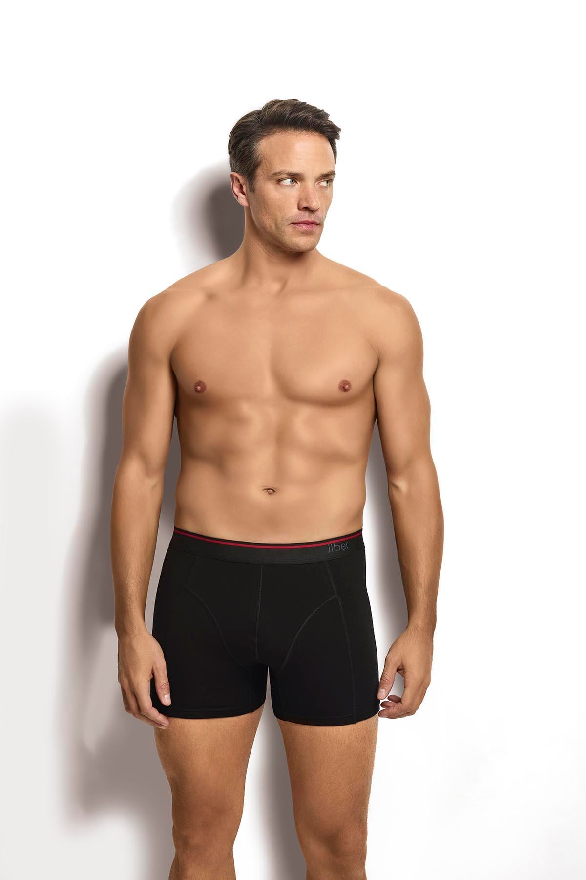 Erkek Siyah Pamuklu Likralı 3lü Boxer  267