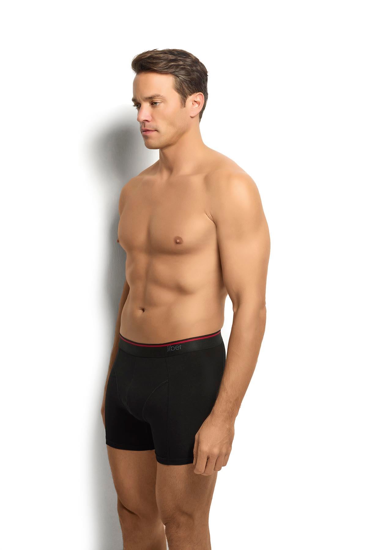 Erkek Siyah Pamuklu Likralı 3lü Boxer  267