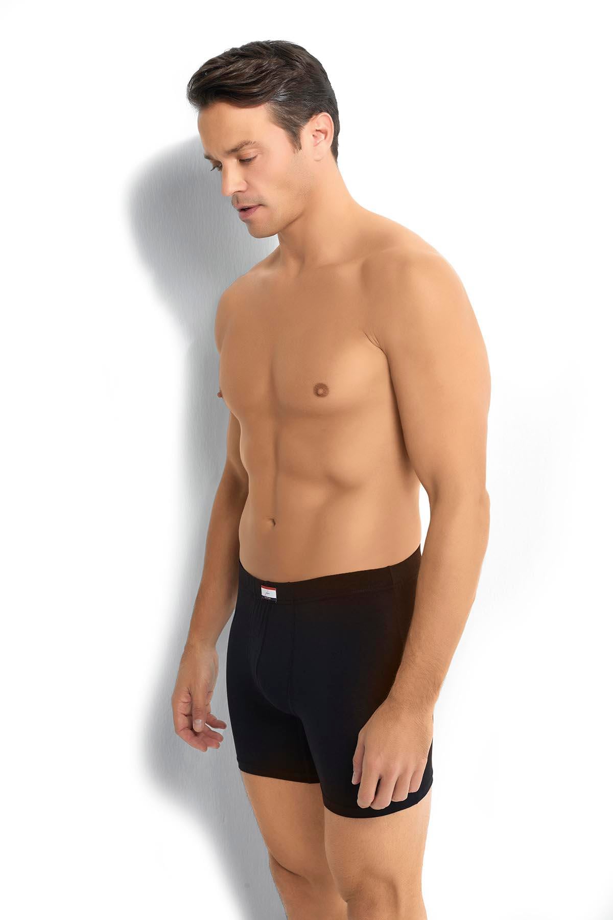 Erkek Siyah Pamuklu Likralı Boxer  274