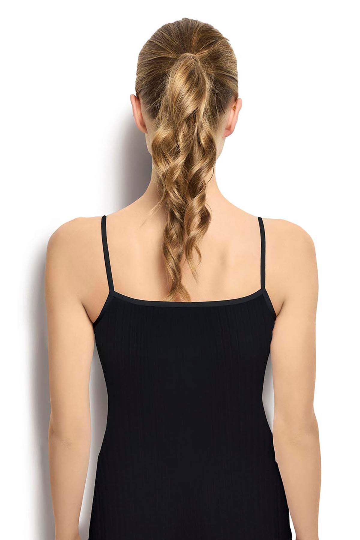 Kadın 6lı Siyah Bambu Kaşkorse İp Askılı Atlet 647