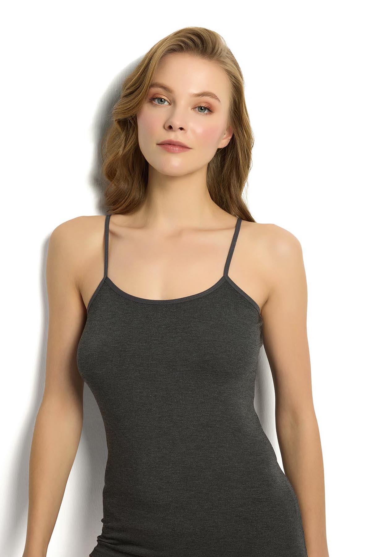 Kadın Antrasit Bambu İp Askılı Atlet 668