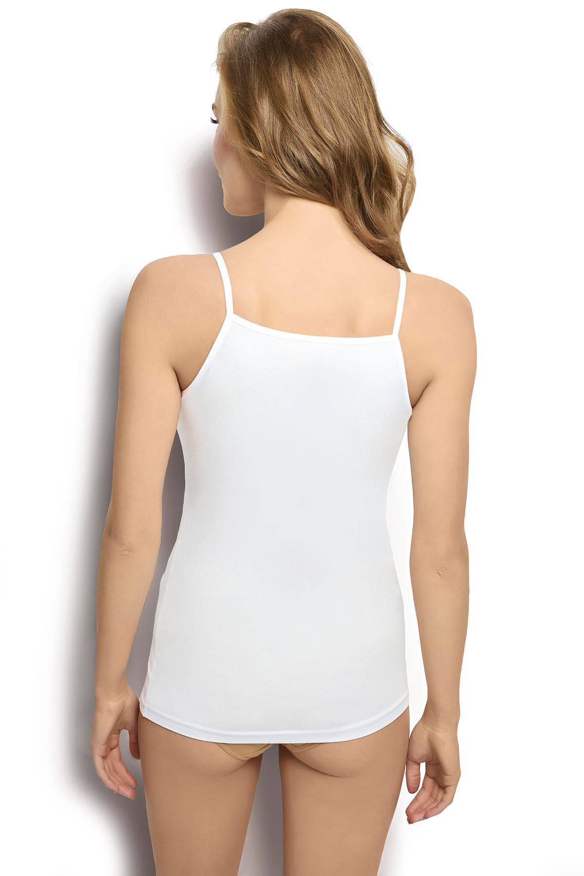 Kadın Beyaz Bambu İp Askılı Atlet 668