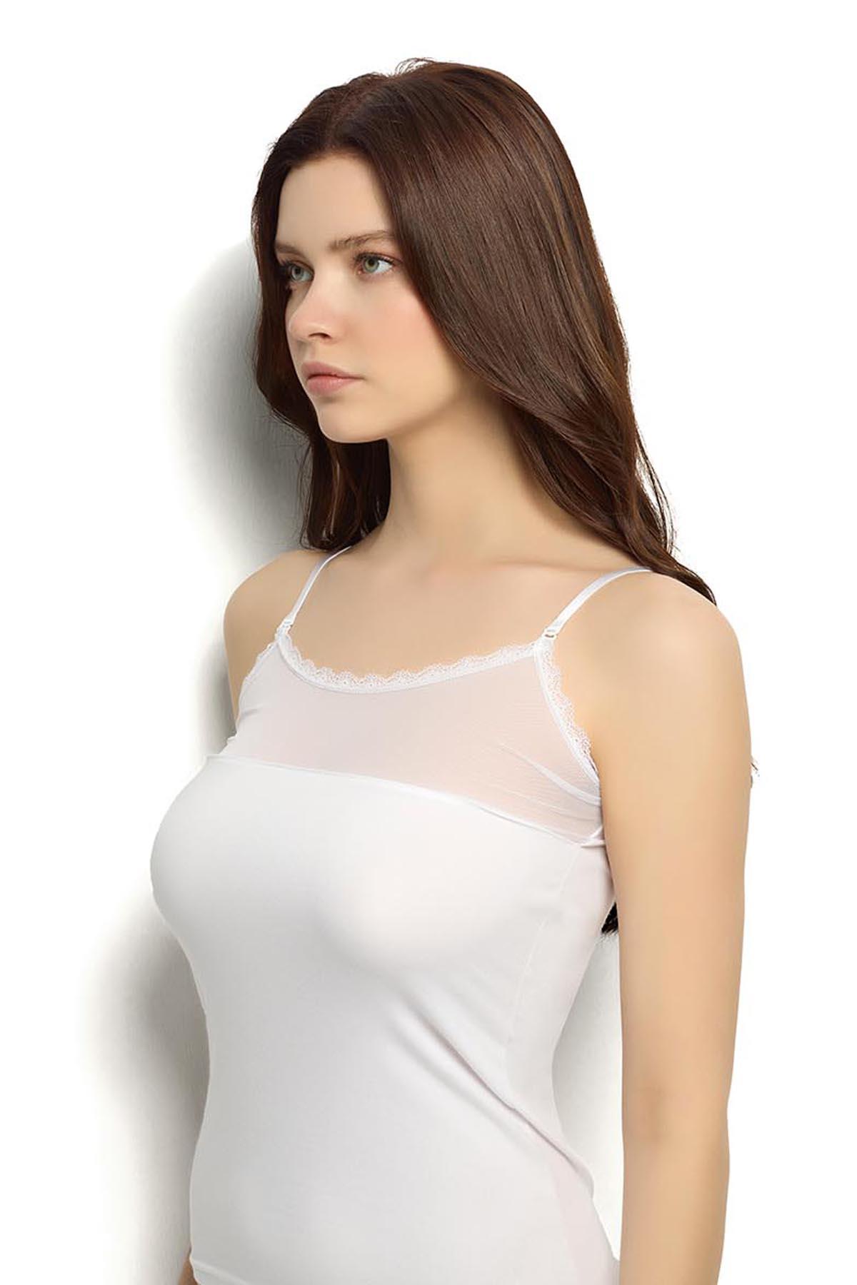 Kadın Beyaz İp Askılı Atlet 513