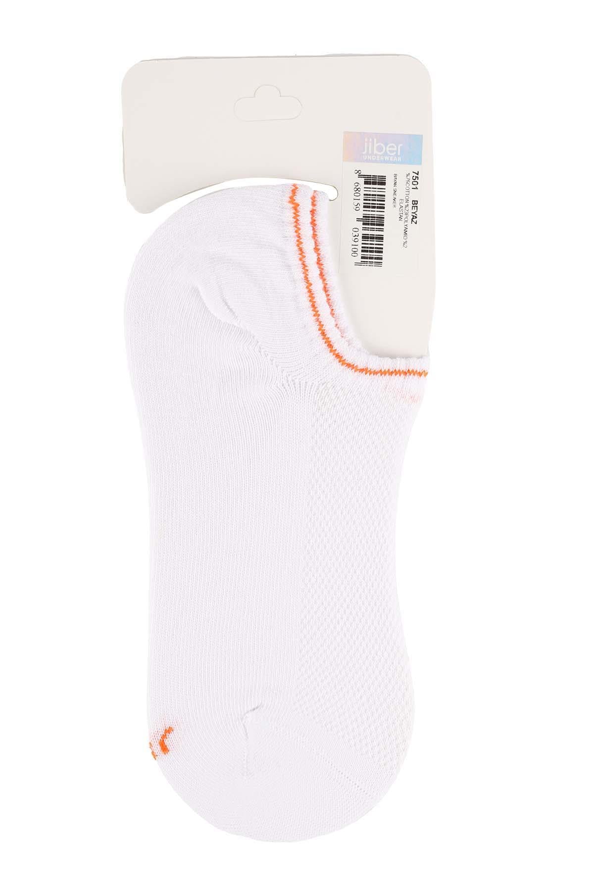 Kadın Beyaz Pamuklu  Sneaker Çorap 7501