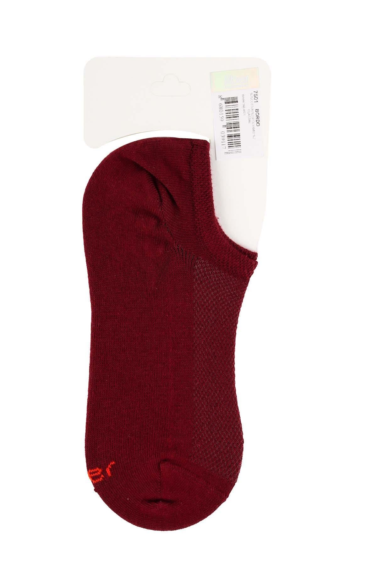Kadın Bordo Pamuklu  Sneaker Çorap 7501