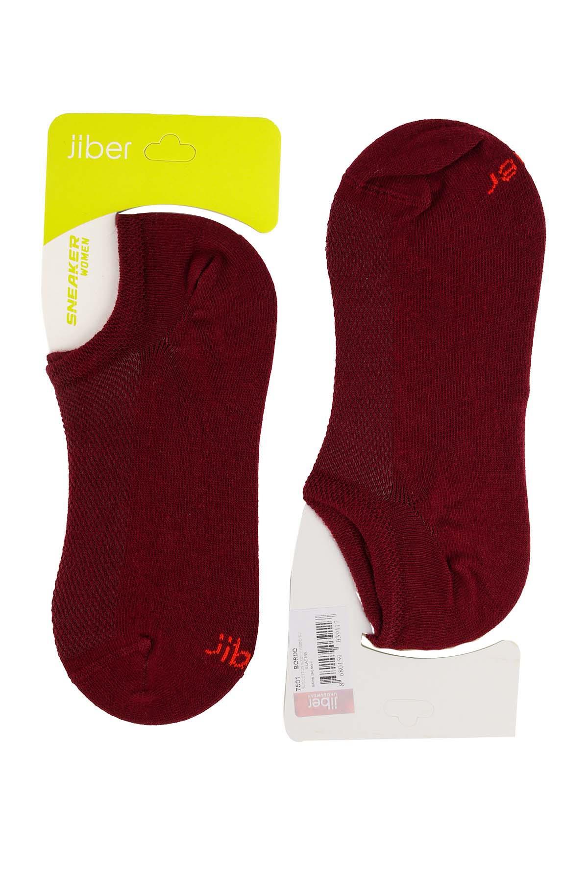 Kadın Bordo Pamuklu  Sneaker Çorap 7501