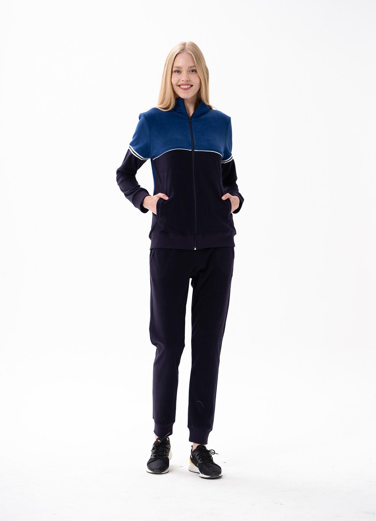 Kadın Lacivert Fermuarlı Polar Takımı 10172