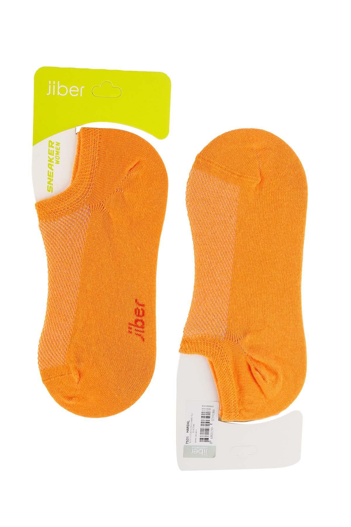 Kadın Hardal Pamuklu  Sneaker Çorap 7501