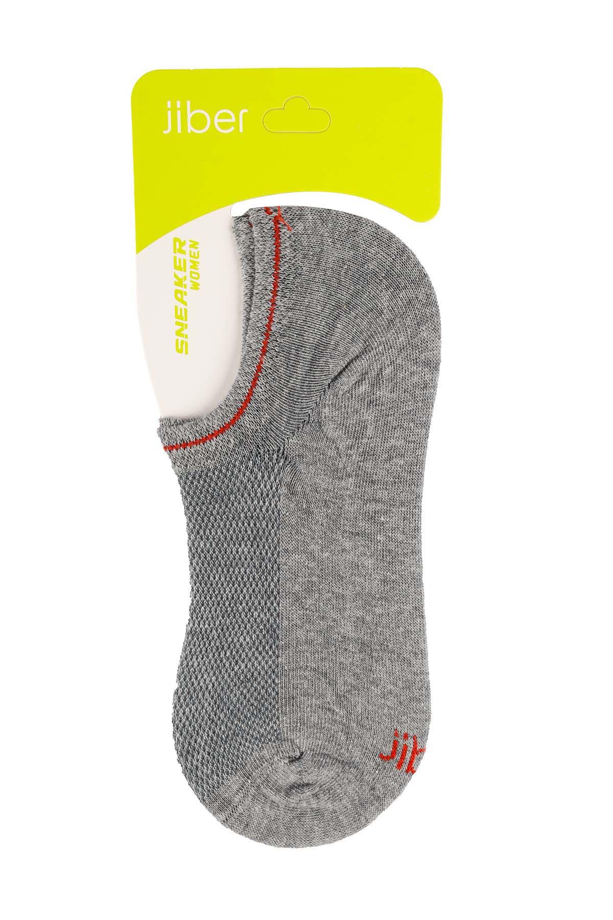 Kadın Pamuklu  Gri Sneaker Çorap 7501