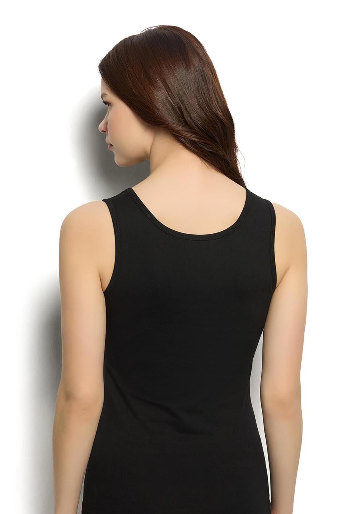 Kadın Siyah Pamuklu Likralı  Atlet 549