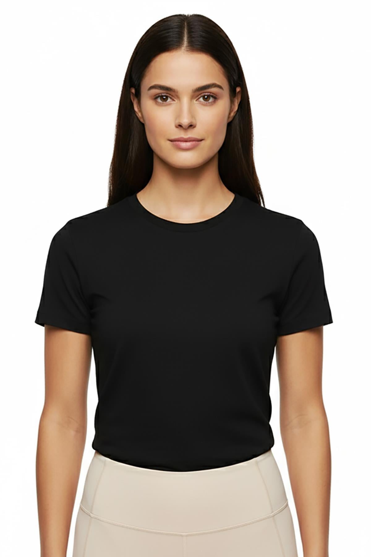 Kadın Siyah Bambu T-Shirt 500