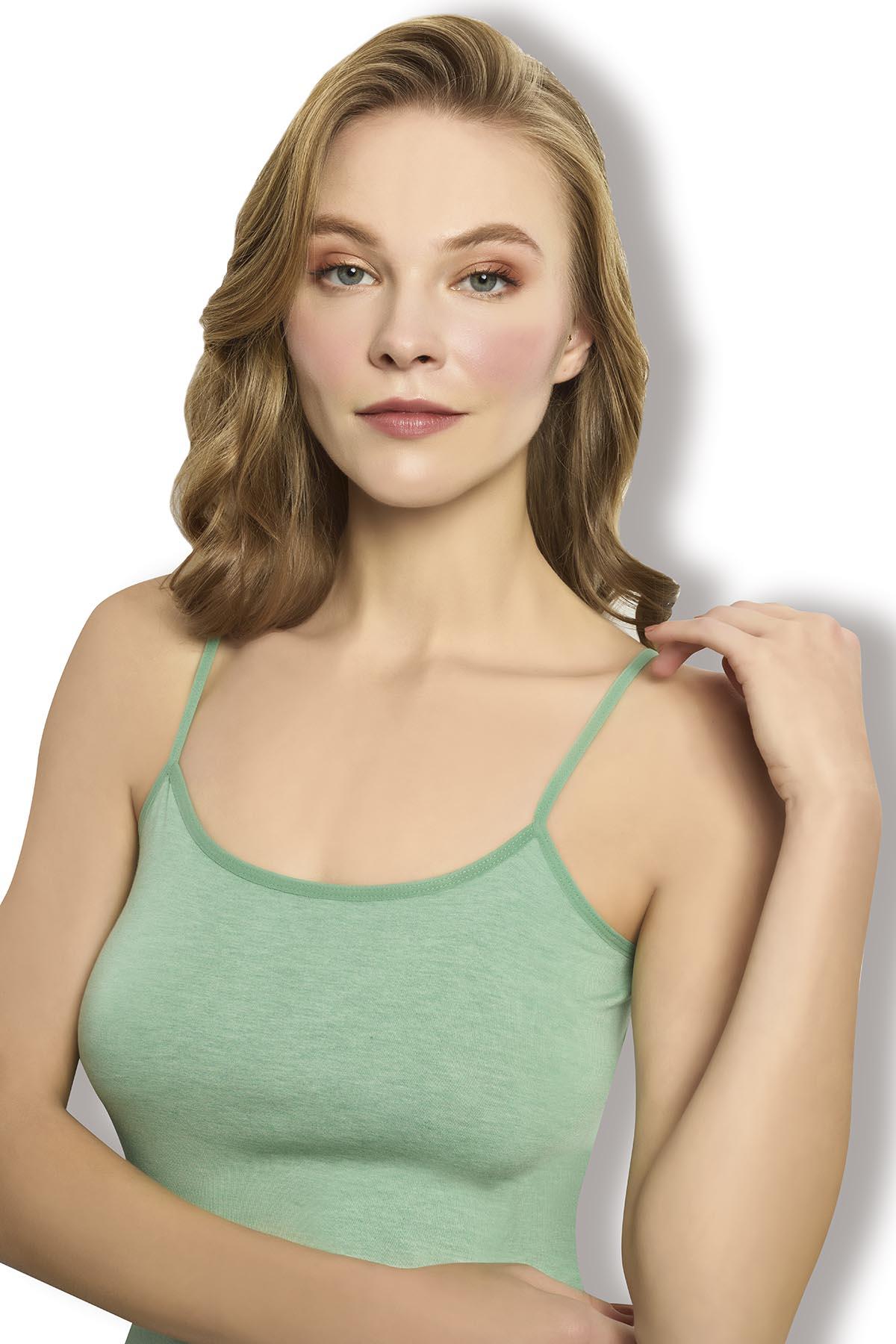 Kadın Yeşil Bambu İp Askılı Atlet 668