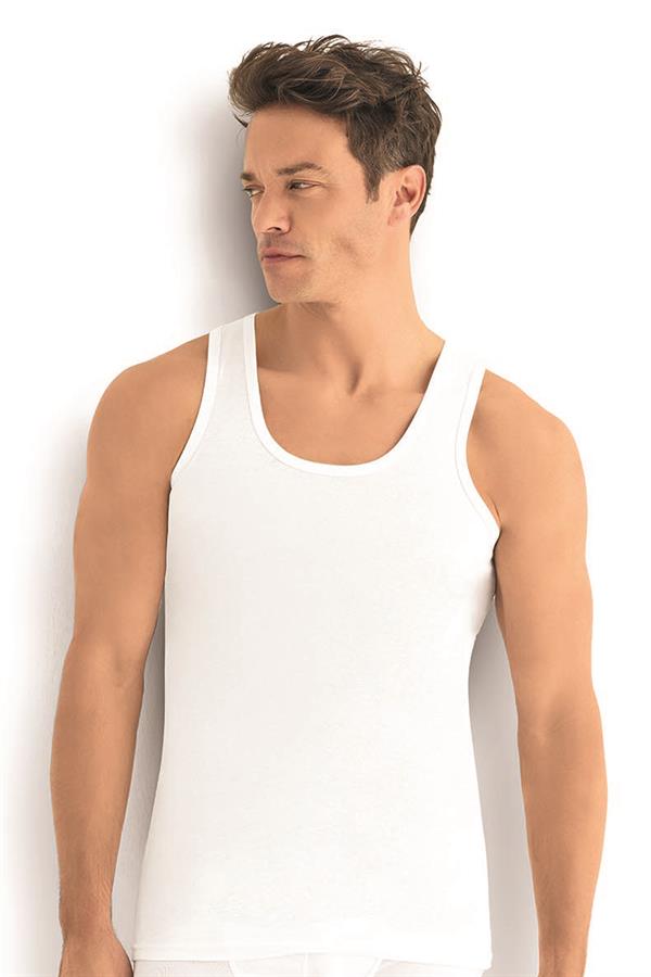 Mens White Cotton Tank Top Model 101