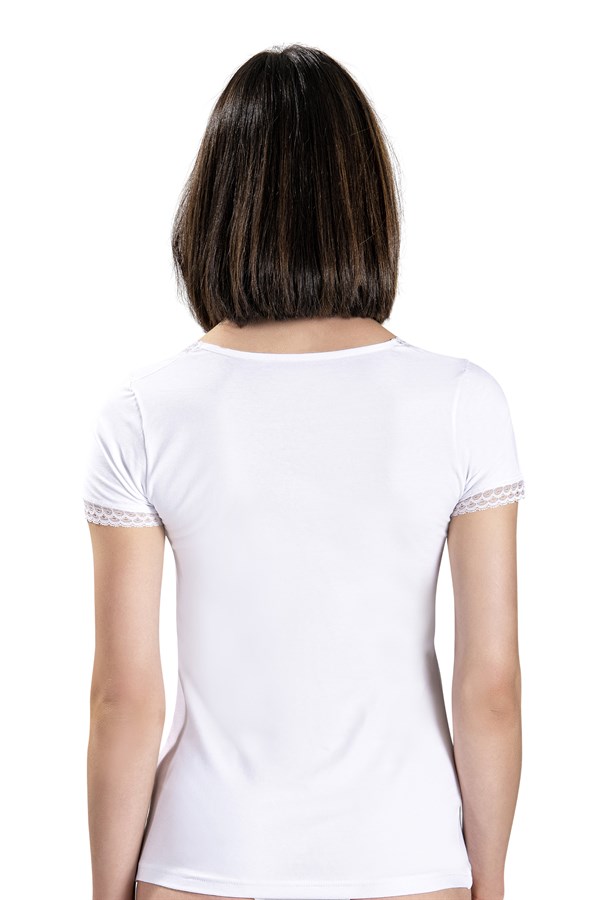 Kadın Beyaz V Yaka Atlet 536