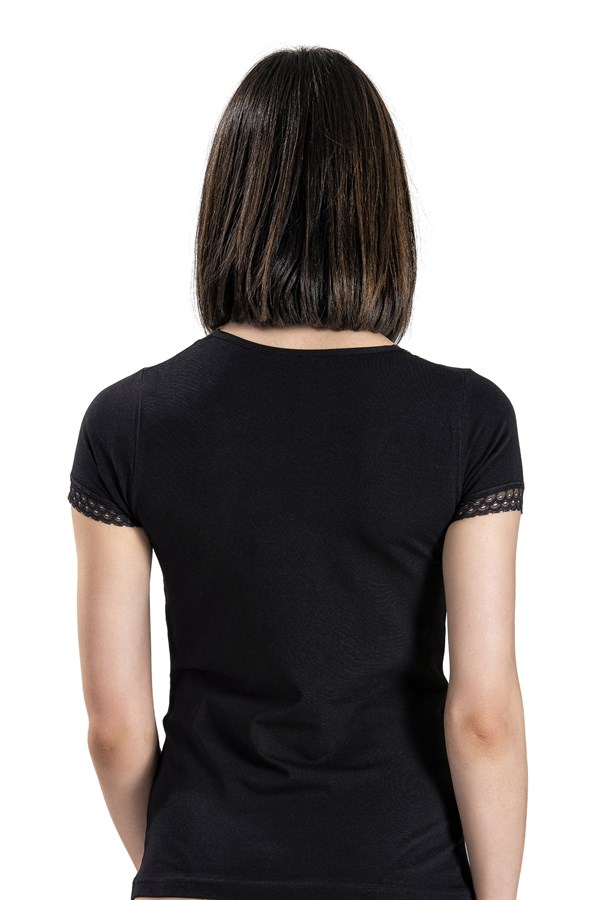 Kadın Siyah V Yaka Atlet 536